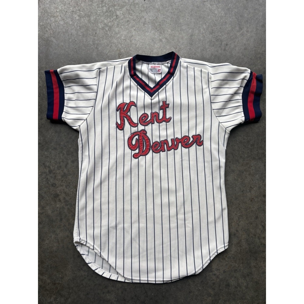 True Vintage 70s Wilson Kent Denver #9 Baseball Jersey Men's Size 42 Pinstripe
